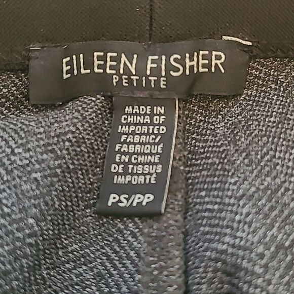 Eileen Fisher Pull On Herringbone Black & Gray Slim Leg Trouser Leggings Size PS - Picture 8 of 10